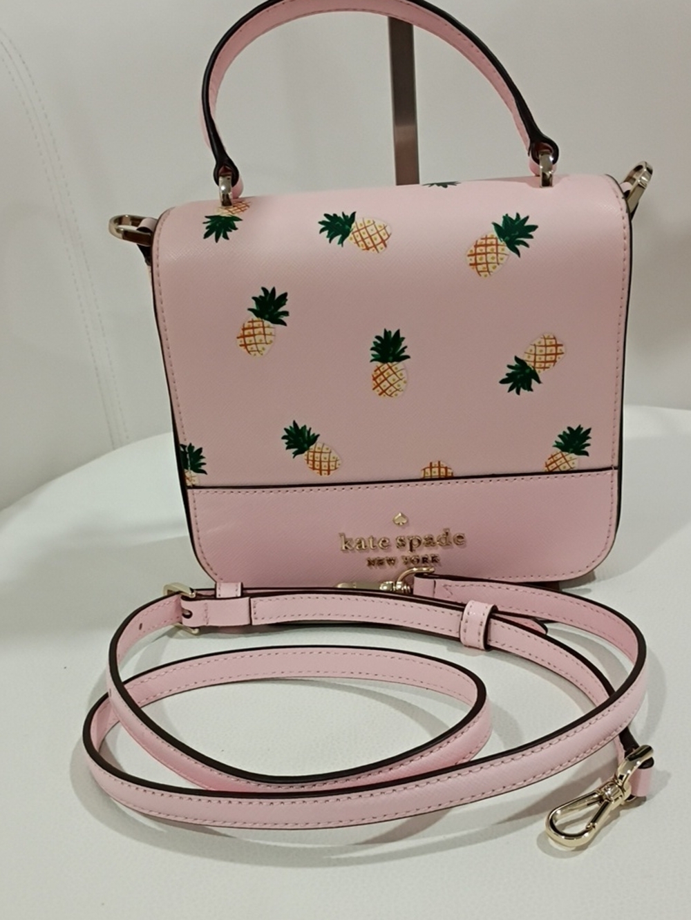 kate spade Pink Pineapple Print Top-Handle/Crossbody Satchel